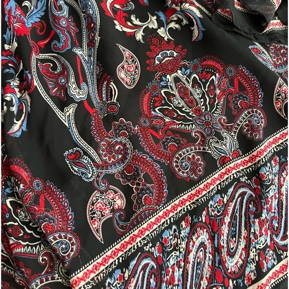 RUE21 Paisley Print Bell Sleeves Black Slip On Dress Junior Size Small - Picture 3 of 4